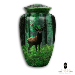 โกศบรรจุอัฐิสำหรับผู้ใหญ่ ดีไซน์ป่ากวาง สไตล์อเมริกัน เป็นมิตรกับสิ่งแวดล้อม ทำจากอะลูมิเนียม สำหรับเก็บเถ้ากระดูก ลายสัตว์ป่า โกศที่ระลึก - Product Image 2