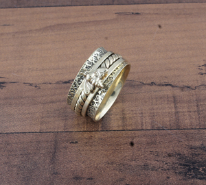 Wholesale 925 Sterling Silver Bee <b>Spinner</b> <b>Ring</b> Gold Plated Honey Bee Fidget <b>Ring</b> Anxiety Relief Meditation Spinning Band - Product Image 2