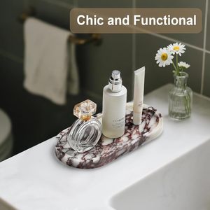 Affordable Handmade Marble Vanity Organizer <b>Tray</b> for Bathroom Essentials, Cosmetics, Perfumes and Countertop <b>Storage</b> - Product Image 4