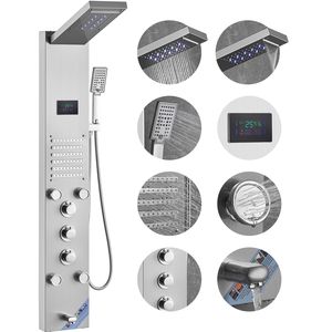 Pannello Doccia Idroelettrico con Schermo LED a 6 Modalità, 5 Getti Massaggianti, Funzioni Pioggia e Cascata per Accessori Doccia - Product Image 6