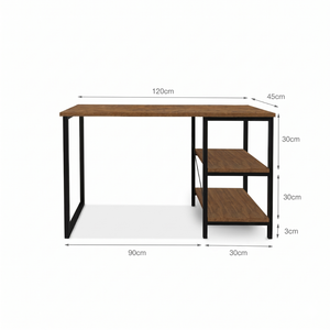 Escritorio de Computadora en Forma de L Drake Industrial de 120 cm con Estantería, Marco con Recubrimiento en Polvo, Mesa de Estudio de Madera para Oficina - Product Image 3