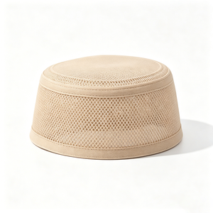 Venta al por mayor de gorros Taqiyah Kufi de malla transpirable blancos para hombres musulmanes, para oración islámica, deportes, verano, con logotipo personalizado OEM. - Product Image 4