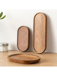 Bandejas de Servir Ecológicas de Madera de Acacia, Plato con Forma para Decoración de Fiestas, Plato de Madera Hecho a Mano para Comida - Product Image 5
