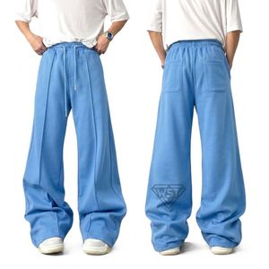 Pantalon de survêtement ample pour homme de haute qualité, couleur orange rouille, coupe large, avec cordon de serrage, en mélange de coton, décontracté et sportif - Product Image 2