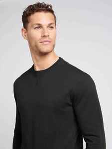 Sweat-shirt à col rond noir pour homme, coupe classique, tricoté, manches longues, couleur unie, style décontracté, automne, logo personnalisé, logo X, OEM - Product Image 2