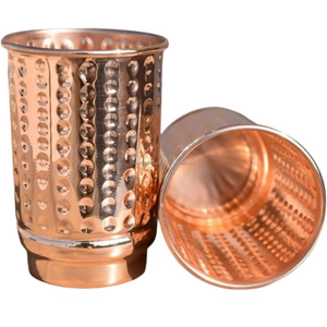 Pure Copper Hammered Drinking Cups Eco-Friendly and Disposable Ayurvedic Health <b>Tumblers</b> <b>Metal</b> Drinkware - Product Image 1