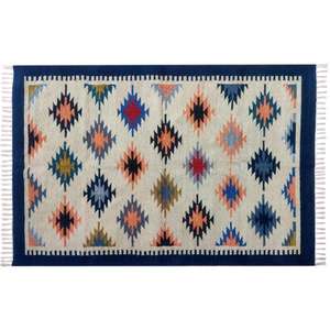 พรม dhurrie ทำด้วยมือทำจากผ้าฝ้ายขนาด4x6ฟุตสำหรับการตกแต่งห้องนั่งเล่นหรือห้องนอนที่หรูหรา - Product Image 2