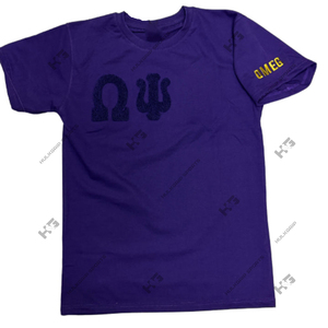 Fraternidad al por Mayor | Omega |   Camiseta de algodón jersey morada para hombre, transpirable, de secado rápido, con estampado en el bajo. - Product Image 5