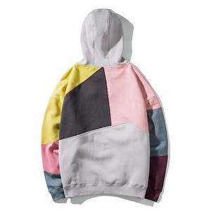100% Cotton <b>Thick</b> <b>Fleece</b> Custom Logo Printed Oversized Hooded Hoodies for Men Heavy Weight High Street color blocked hoodies - Product Image 2