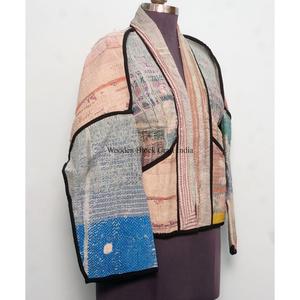 Nueva chaqueta india hecha a mano de algodón multicolor con patchwork Kantha, ecológica, estilo étnico bohemio para uso casual. - Product Image 4