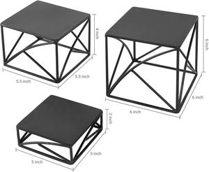 Support de gâteau en métal noir conception de treillis métallique géométrique la plus haute qualité mariage et événements Table présentoir de gâteau décoratif vente chaude - Product Image 2