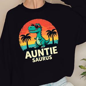 Sudadera Casual de Cuello Redondo para Mujer con Estampado Retro de Dinosaurio, Diseño de Tía Saurus, 100% Poliéster, Tejido de Punto, Manga Larga, Ropa de Primavera - Product Image 4