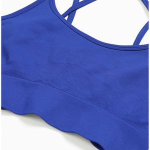 Soutien-gorge de sport pour femme, sans couture, compressif, respirant, haute élasticité, avec bretelles croisées réglables au dos, pour l'entraînement et le yoga - Product Image 4