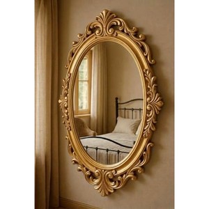 Espejo de Pared Ovalado Contemporáneo de Madera de Teca Hecho a Mano por Aqdus Saleem - Decoración Ecológica y Duradera para el Hogar, Venta al Por Mayor - Product Image 4