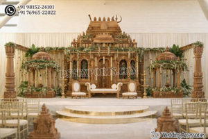 Mandap de Boda Estilo Templo Majestic Blanco y Dorado, Mandap de Boda del Sur de la India Estilo Palacio, Mandap Estilo Gran Maharaja - Product Image 5