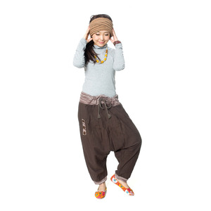 กางเกงขายาวสีน้ำตาลผ้าฝ้าย 100% - Product Image 1