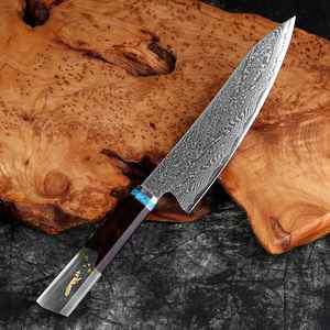 Cuchillo de Chef Profesional Personalizado al por Mayor, Servicio OEM/ODM de Alta Calidad, Hecho a Mano, de Resina Negra y Acero al Carbono Grabado y Forjado, Ambidiestro - Product Image 2