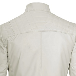 Nouvelle veste d'hiver pour homme en peau de mouton blanche avec logo personnalisé, col montant vintage, fermeture éclair, streetwear de haute qualité, coupe-vent - Product Image 6