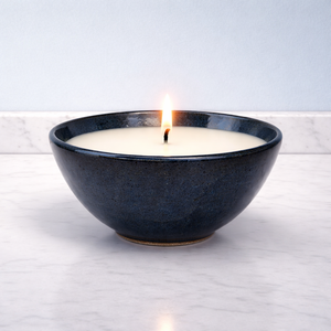 Deep Teal Ceramic <b>Candle</b> Vessel Wide Shallow Bowl Glossy Glaze Heat Resistant Durable Reusable Single <b>Wick</b> Elegant Decor - Product Image 6