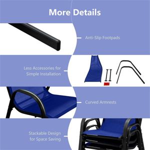 Set di 2 Sedie da Pranzo Impilabili per Esterno Navy con Telaio in Acciaio Ergonomico e Tessuto Traspirante, Capacità 150 kg - Product Image 4