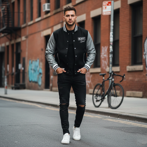 Veste de baseball varsity personnalisée RexFit Sport pour homme, hiver, avec logo brodé, manches en cuir PU, OEM - Product Image 2