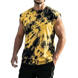 Camiseta sin mangas vintage para hombre con efecto tie-dye, personalizable, de primera calidad, suave y transpirable, ideal para el verano y la playa. - Product Image 1