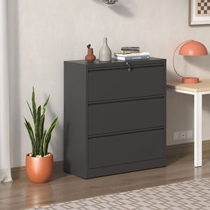 Armadio Archivio Laterale a 3 Cassetti Resistente con Serratura, Mobile in Metallo per Ufficio Domestico, Ampio Spazio per Documenti Letter/Legal/A4/F4 - Product Image 3