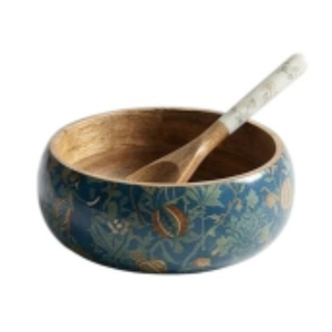 ชุดชามสลัดไม้ดีไซน์คลาสสิก พร้อมที่ตักเคลือบลายพิมพ์ ชามไม้สำหรับเสิร์ฟของว่างและพาสต้า สำหรับตกแต่งบ้าน - Product Image 3