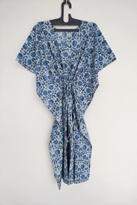 Vestido Kaftán Boho de Verano para Mujer, Ligero, 100% Algodón, Estampado Floral Tropical, Corte en A, Talla Grande, 3/4 - Product Image 5