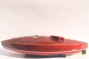 Modèle de bateau rapide américain en bois, hydroplan FLYER RACING 1936, peint à la main, style nautique - Product Image 2