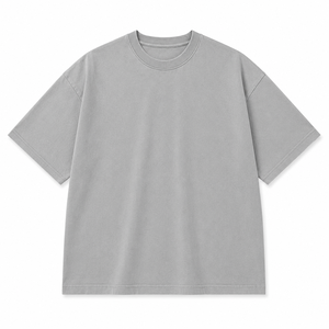 T-shirt Streetwear Oversize Gris Personnalisé Fabricant de T-shirts à Épaules Tombantes en Tissu Lourd - Product Image 1
