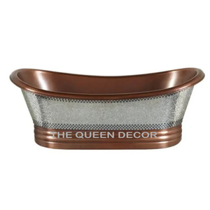 Collection tendance : Baignoire décorative artisanale en cuivre martelé, finition marron, forme ovale - Product Image 3