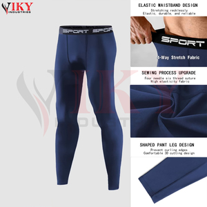 Leggings de compression pour hommes bleu marine, coupe ajustée, extensibles, pour l'entraînement, fabrication sur mesure OEM ODM, vêtements de fitness - Product Image 4