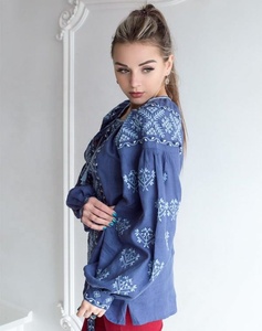 2024 robe décontractée brodée pour femmes couleur denim courte avec décoration à glissière taille naturelle - Product Image 3