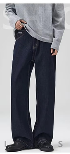 Jean large noir brut à taille mi-haute, respirant, avec impression foil, design personnalisé, nouvelle tendance, en denim japonais selvedge, pour homme, idéal pour le printemps - Product Image 6