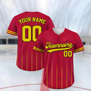 Camiseta de Béisbol a Rayas con Estampado Personalizado, Unisex, para Adultos, Manga Corta, Nombre y Número del Equipo Personalizados, Transpirable, Estampado por Transferencia de Calor - Product Image 3
