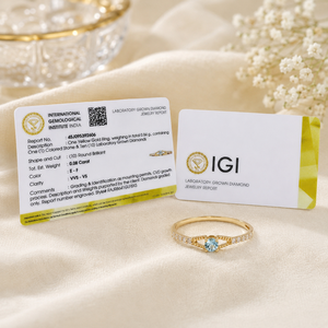 Anillo de Boda de Lujo en Oro Amarillo Sólido de 14 Quilates con Diamante Cultivado en Laboratorio y Yag Paraiba Azul, Joyería Fina para Mujer, Certificado IGI - Product Image 6