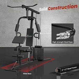 Système de musculation à domicile, résistance de 100 lb, machine d'entraînement complet du corps, station d'entraînement multifonctionnelle - Product Image 6