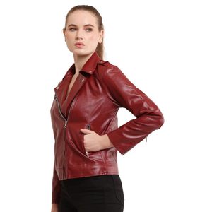Chaquetas de cuero de moda al por mayor para mujeres elegantes, chaqueta de piel de oveja para mujer - Product Image 4
