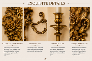 Classic Venetian Baroque Luxury Wall <b>Sconce</b> Vintage Decorative Wall <b>Light</b> with Ornamental Mirror Details Elegant Brass Framework - Product Image 5