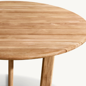 Table ronde en teck, style moderne, en promotion, idéale pour l'extérieur ou la salle à manger. - Product Image 4