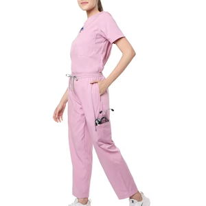 Uniformes médicos rosa claro para mujer, ropa de hospital con tacto de algodón suave para personal dental y estético, conjunto de uniforme de enfermería. - Product Image 5