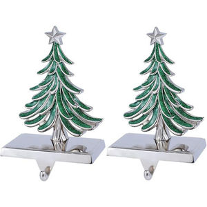 Hot Sale Wood Base Aluminium Top Christmas Stocking Holder For Hanging Decorative Use Xmas Stocking Holder With Silver Tree Top - Product Image 1