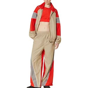 Unisex Color Blocking Tracksuit Set Full Sleeve Loose Fit Sporty Windbreaker Jogger <b>Pants</b> Breathable Polyester Spring Wear - Product Image 2