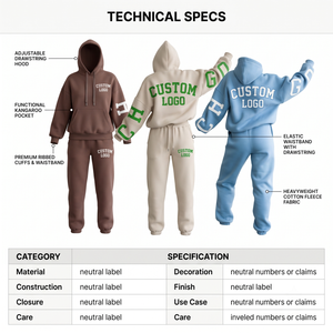 Ensemble de survêtement oversize personnalisé pour femme avec logo, taille XS, en molleton épais anti-boulochage, comprenant un sweat à capuche et un pantalon de survêtement, style streetwear 2 - Product Image 5