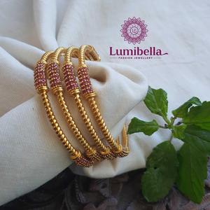 18K Gold Plated Alloy Cute Charm Bangles with Zircon Oxidized Polish Finish Casual for Engagement by Nova Mart - Product Image 3
