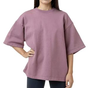 เสื้อยืดโอเวอร์ไซส์ผ้าคอตตอนผสมสแปนเด็กซ์เนื้อหนาสำหรับผู้หญิง แบบปรับแต่งได้ พร้อมดีไซน์รู - บริการ OEM - Product Image 1