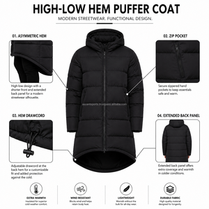 Veste d'hiver pour homme, longue, sans capuche, matelassée, col montant, chaude, respirante, légère, épaisse, parka d'extérieur - Product Image 6