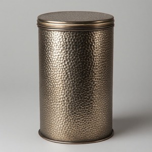 Cylindrical Metal Storage Bucket With Lid Hammered Bronze Finish Classic Style Indoor Household Use - Product Image 6