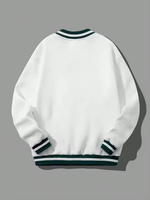 Sweat-shirt brodé pour homme, style universitaire, coupe oversize, streetwear, manches longues, style jersey athlétique, décontracté, en polaire de haute qualité